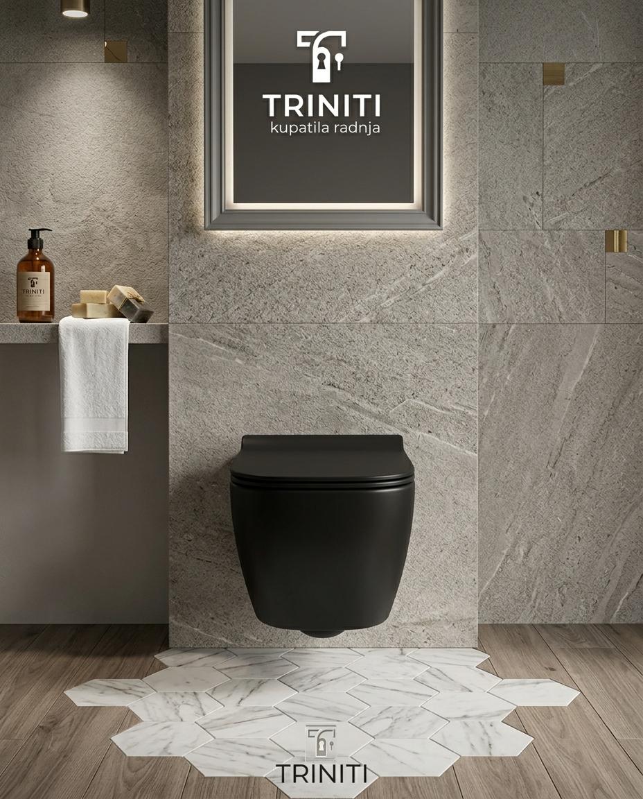 SATURN BLACK RIMOUT konzolna wc šolja sa soft close wc daskom